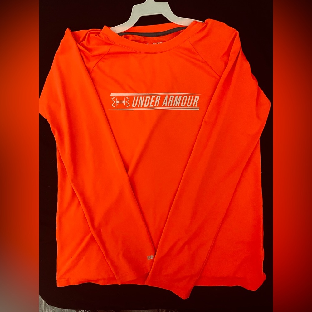 Under Armour Vibrant Orange Performance Top YXL heatgear athletic